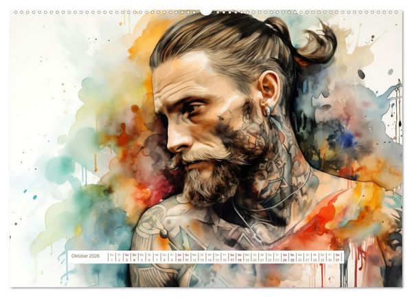 Produktbild: Tattoo trifft Kunst (Wandkalender 2026 DIN A2 quer), CALVENDO Monatskalender