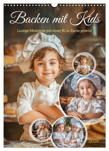Backen mit Kids (Wandkalender 2026 DIN A3 hoch), CALVENDO Monatskalender