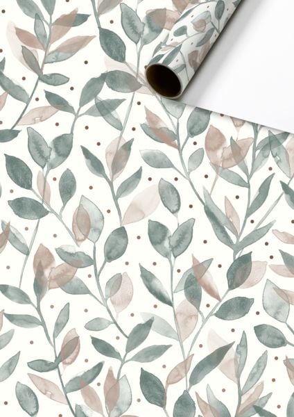 Produktbild: Geschenkpapier &bdquo;Merrit&ldquo; | 70 cm &times; 2 m, 80 g/m&sup2;, wei&szlig;/salbei