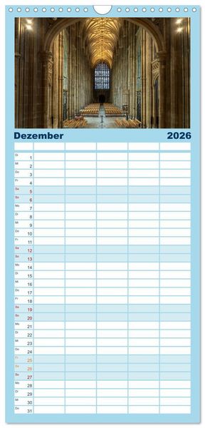 Produktbild: Familienplaner 2026 - Gro&szlig;britannien - England mit 5 Spalten (Wandkalender, 21 x 45 cm) CALVENDO