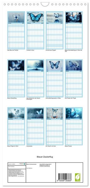 Produktbild: Familienplaner 2027 - Blauer Zauberflug mit 5 Spalten (Wandkalender, 21 x 45 cm) CALVENDO