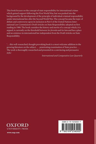 Produktbild: The Responsibility of States for International Crimes