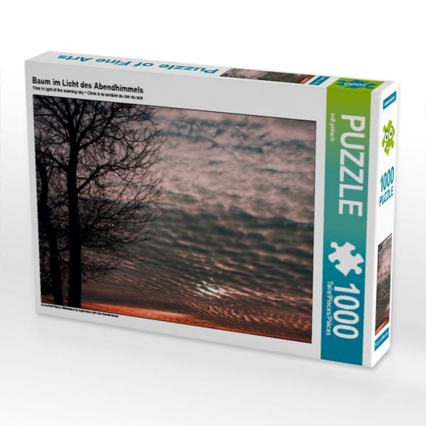 CALVENDO Puzzle Baum im Licht des Abendhimmels | 1000 Teile Lege-Größe 64x48cm Foto-Puzzle für glückliche Stunden