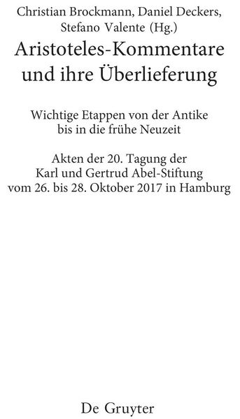 Produktbild: Aristoteles-Kommentare und ihre &Uuml;berlieferung