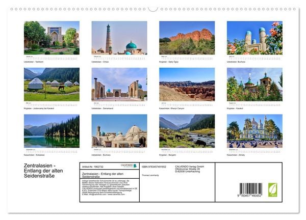 Produktbild: Zentralasien - Entlang der alten Seidenstra&szlig;e (hochwertiger Premium Wandkalender 2026 DIN A2 quer), Kunstdruck in Hochglanz