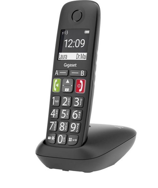 Produktbild: Gigaset E290 DECT/GAP Schnurloses Telefon analog f&uuml;r H&ouml;rger&auml;te kompatibel, Freisprechen, Babyphone Schwarz