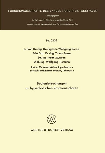 Produktbild: Beuluntersuchungen an hyperbolischen Rotationsschalen