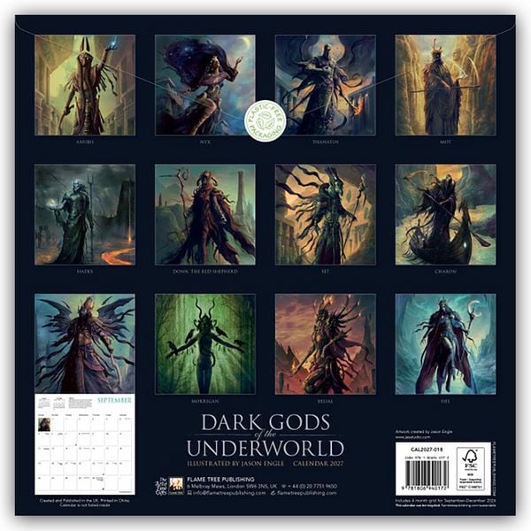 Produktbild: Jason Engle, Dark Gods of the Unterworld &ndash; Dunkle G&ouml;tter der Unterwelt 2027 &ndash; Original Flame Tree Publishing-Kalender [Kalender]