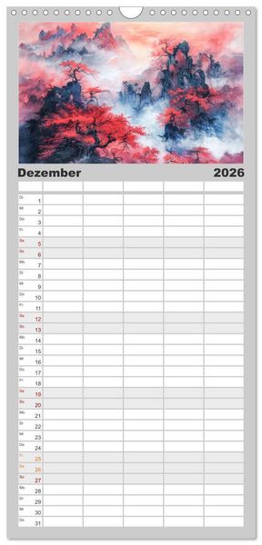Produktbild: Familienplaner 2026 - Die Essenz von China - Chinesische Landschaften und Symbole in Harmonie mit 5 Spalten (Wandkalender, 21 x 45 cm) CALVENDO