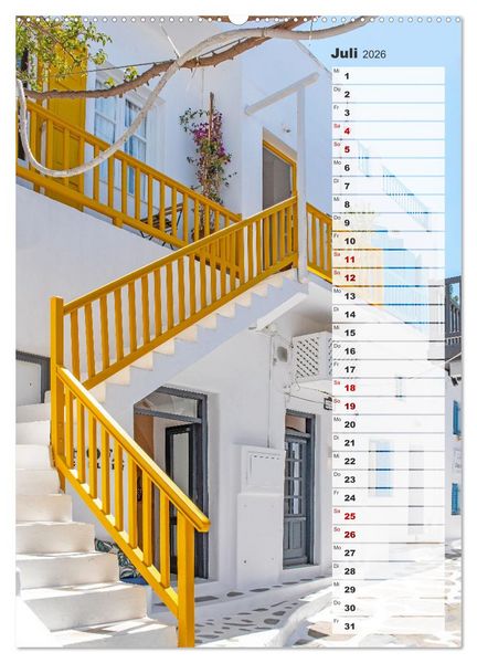 Produktbild: Bunte Treppen auf Mykonos - Reiseplaner (Wandkalender 2026 DIN A2 hoch), CALVENDO Monatskalender