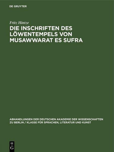 Produktbild: Die Inschriften des L&ouml;wentempels von Musawwarat es Sufra