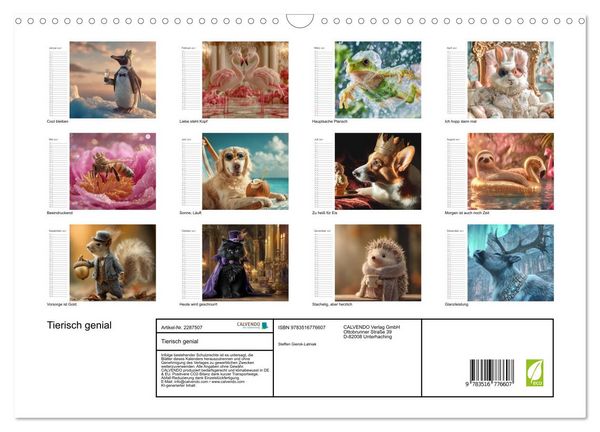 Produktbild: Tierisch genial (Wandkalender 2027 DIN A3 quer), CALVENDO Monatskalender