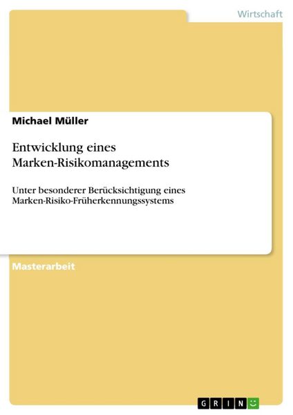 Produktbild: Entwicklung eines Marken-Risikomanagements