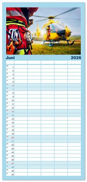 Produktbild: Familienplaner 2026 - Im Bann der Rettung - Rettungshubschrauber mit 5 Spalten (Wandkalender, 21 x 45 cm) CALVENDO