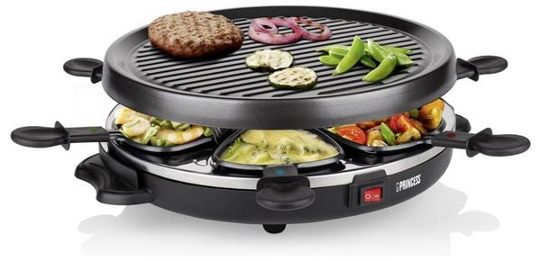 Produktbild: Princess 01.162725.01.001 Raclette 6Pf&auml;nnchen, Antihaftbeschichtung, Kontrollleuchte Schwarz
