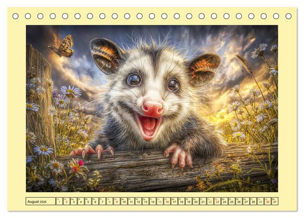 Produktbild: Sanfte Beutelratten. Opossums im stillen Rhythmus der Natur (Tischkalender 2026 DIN A5 quer), CALVENDO Monatskalender