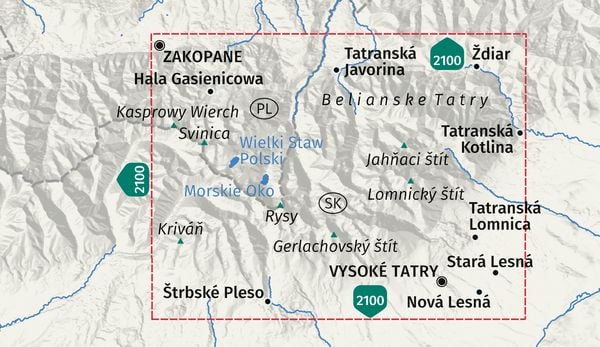 Produktbild: KOMPASS Wanderkarte 2130 Tatra Hohe, Belaer / Tatry, Vysok&eacute;, Belianske 1:25.000
