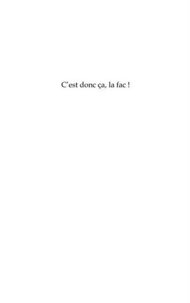Produktbild: C'est donc ca, la fac ! - nouvelles