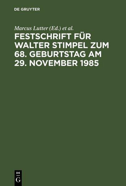 Produktbild: Festschrift f&uuml;r Walter Stimpel zum 68. Geburtstag am 29. November 1985