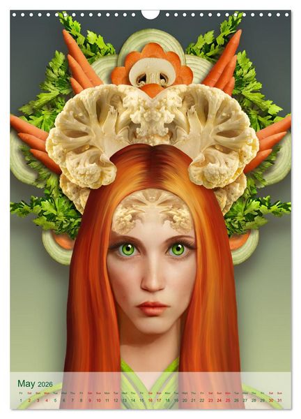 Produktbild: Food Fashion - surreal women's portraits with fruit and vegetable (Wall Calendar 2026 DIN A3 portrait), CALVENDO 12 Month Wall Calendar