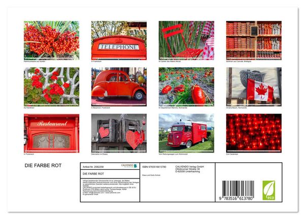 Produktbild: DIE FARBE ROT (Wandkalender 2026 DIN A4 quer), CALVENDO Monatskalender