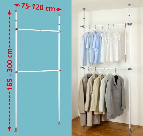 Produktbild: Teleskop-Garderobensystem Mod. Herkules Basic, verstellbares Ordnungssystem