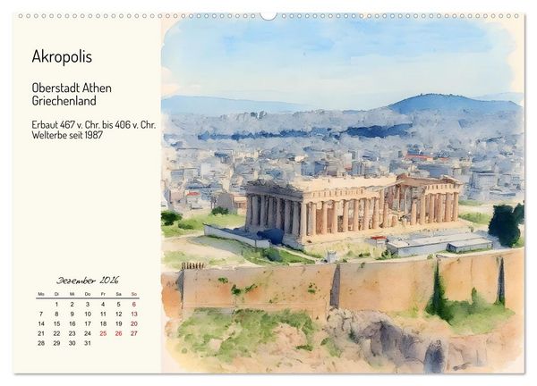 Produktbild: Welterbest&auml;tten von der Antike bis in die Neuzeit (hochwertiger Premium Wandkalender 2026 DIN A2 quer), Kunstdruck in Hochglanz