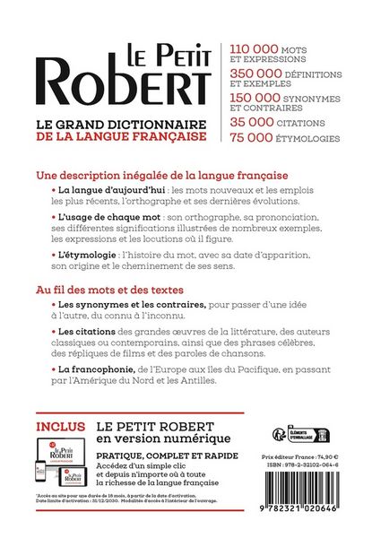 Produktbild: Le Petit Robert de la Langue Francaise et sa version numerique - 2027