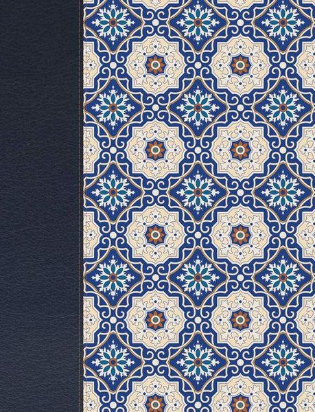 Produktbild: Rvr 1960 Biblia de Apuntes Edici&oacute;n Letra Grande, Piel Fabricada Y Mosaico Crema Y Azul