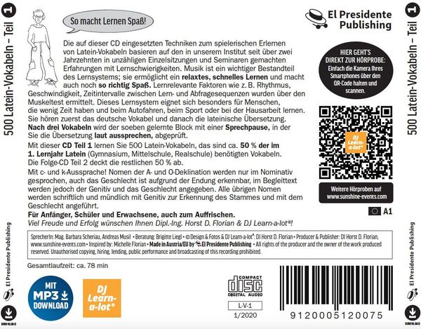 Produktbild: 500 Latein-Vokabeln spielerisch erlernt. Grundwortschatz 1. CD