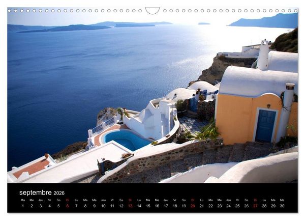 Produktbild: Lumi&egrave;res de Santorin (Calendrier mural 2026 DIN A3 vertical), CALVENDO calendrier mensuel