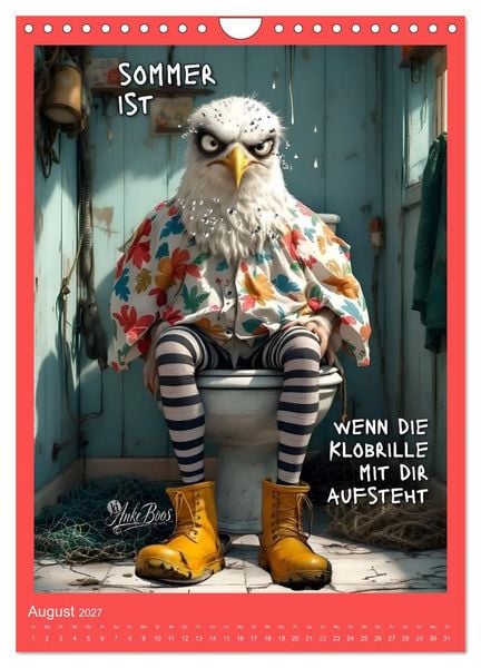 Produktbild: B&ouml;se M&ouml;wen - Kackkalender f&uuml;rs Klo (Wandkalender 2027 DIN A4 hoch), CALVENDO Monatskalender