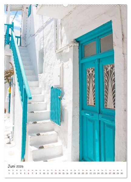 Produktbild: Treppauf, treppab in den Altstadtgassen von Mykonos (Wandkalender 2026 DIN A2 hoch), CALVENDO Monatskalender
