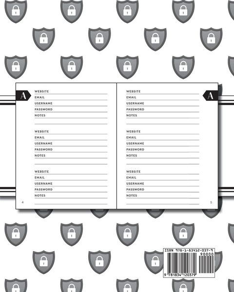 Produktbild: XL Large Print Password Tracker (Lock Shield Gray)