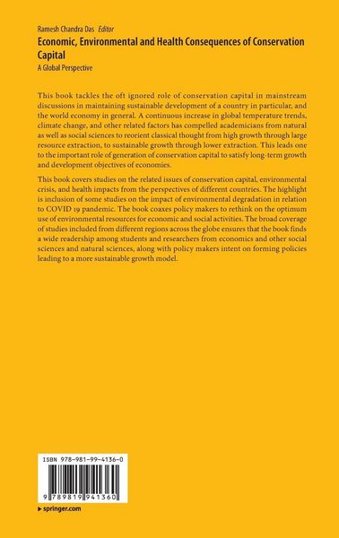 Produktbild: Economic, Environmental and Health Consequences of Conservation Capital