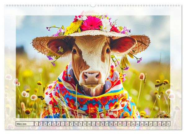 Produktbild: Haute Kuh-ture f&uuml;r das Rind von Welt! Modische K&uuml;he voll im Trend (hochwertiger Premium Wandkalender 2026 DIN A2 quer), Kunstdruck in Hochglanz