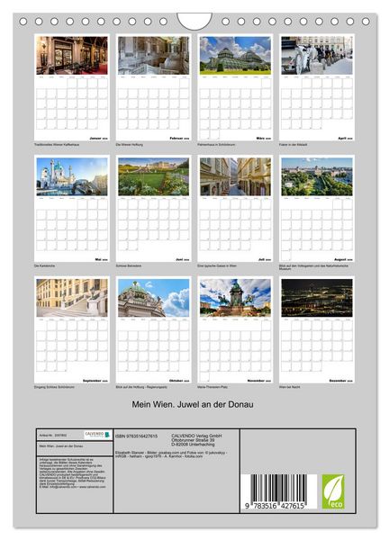 Produktbild: Mein Wien. Juwel an der Donau (Wandkalender 2026 DIN A4 hoch), CALVENDO Monatskalender