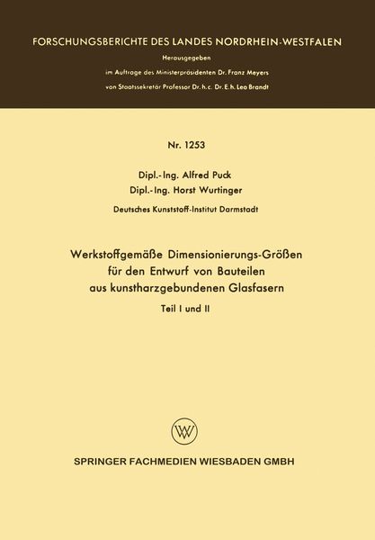 Produktbild: Werkstoffgem&auml;&szlig;e Dimensionierungs-Gr&ouml;&szlig;en f&uuml;r den Entwurf von Bauteilen aus kunstharzgebunen Glasfasern