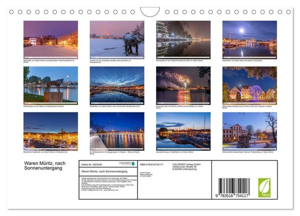 Produktbild: Waren M&uuml;ritz, nach Sonnenuntergang (Wandkalender 2027 DIN A4 quer), CALVENDO Monatskalender