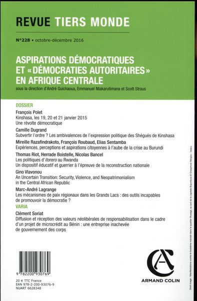 Produktbild: Revue tiers monde no 228 4 2016