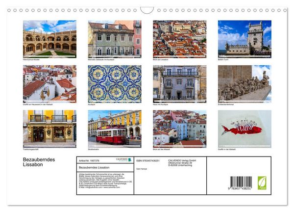 Produktbild: Bezauberndes Lissabon (Wandkalender 2026 DIN A3 quer), CALVENDO Monatskalender
