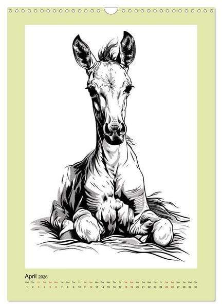 Produktbild: Sketchy Power Horses (Wall Calendar 2026 DIN A3 portrait), CALVENDO 12 Month Wall Calendar