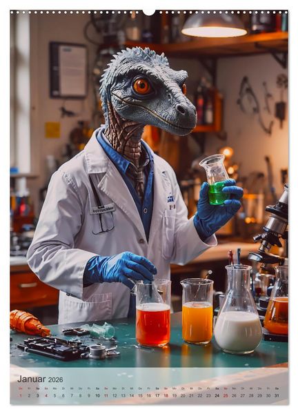 Produktbild: Jurassic Alltag - Dinos &uuml;berall (Wandkalender 2026 DIN A2 hoch), CALVENDO Monatskalender