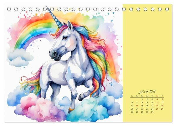 Produktbild: Les licornes (Calendrier de bureau 2026 DIN A5 vertical), CALVENDO calendrier mensuel