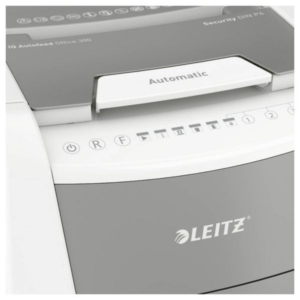 Produktbild: Leitz IQ Autofeed Office 300 P4 Aktenvernichter 300 Blatt Partikelschnitt 4 x 30 mm P-4 60 l Vernichtet auch B&uuml;roklammern, Heftklammern, Kreditkarte