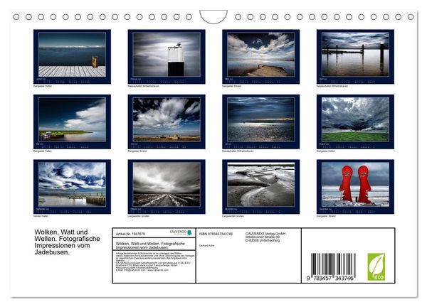 Produktbild: Wolken, Watt und Wellen. Fotografische Impressionen vom Jadebusen. (Wandkalender 2026 DIN A4 quer), CALVENDO Monatskalender