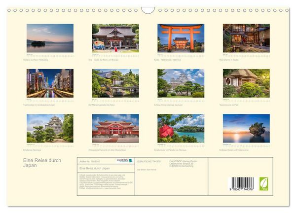 Produktbild: Eine Reise durch Japan (Wandkalender 2026 DIN A3 quer), CALVENDO Monatskalender