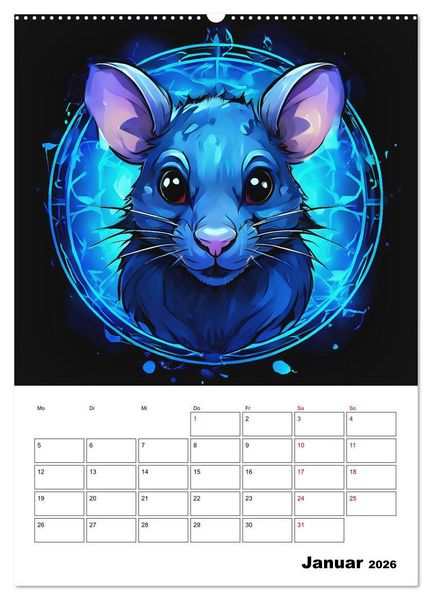 Produktbild: Tierisches Horoskop (hochwertiger Premium Wandkalender 2026 DIN A2 hoch), Kunstdruck in Hochglanz