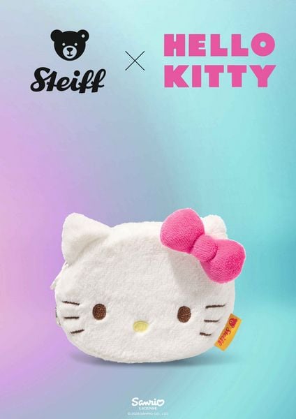 Produktbild: Steiff 024801 - Hello Kitty Geldbeutel, wei&szlig;/pink, Pl&uuml;sch, 10 cm