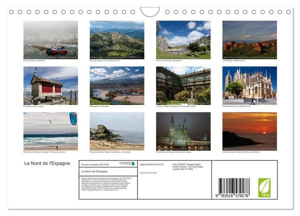 Produktbild: Le Nord de l'Espagne (Calendrier mural 2026 DIN A4 vertical), CALVENDO calendrier mensuel